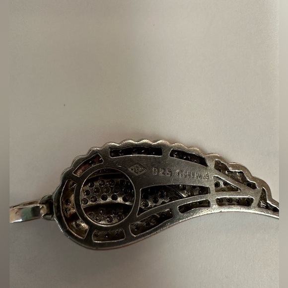 925 Sterling Silver and Genuine Diamond Pave Wing Charm - Picture 4 of 6